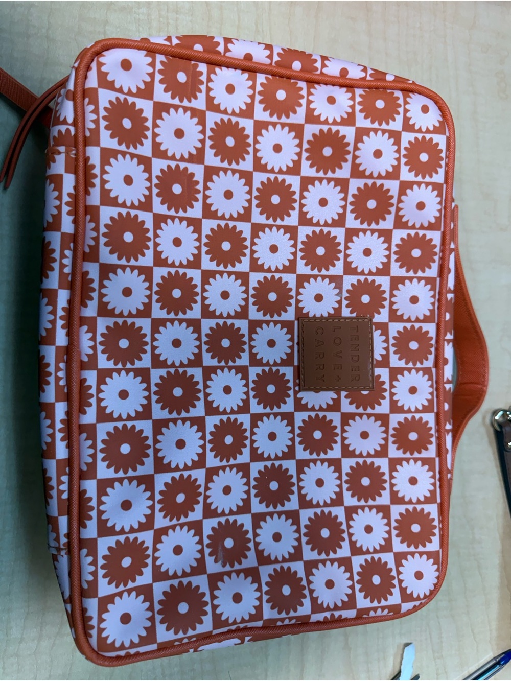 Tendence Love Daisy Print Orange Travel Organizer